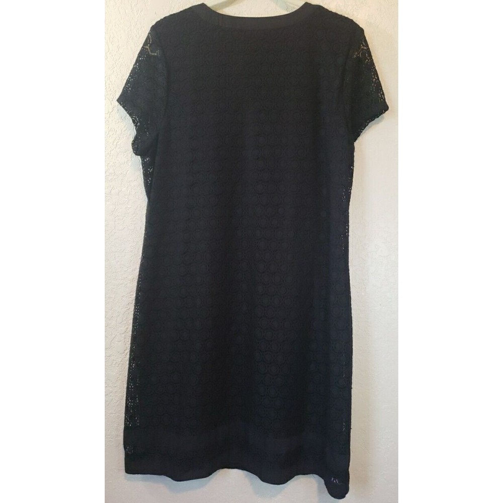 Isaac Mizrahi Short Sleeve Stretch Lace Sheath Dress Black Size Large - Picture 8 of 10